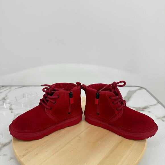 UGG Girls Winter Boots Size 12 Red Lace Up Zip Up Suede Outdoor Holidays - Picture 8 of 13